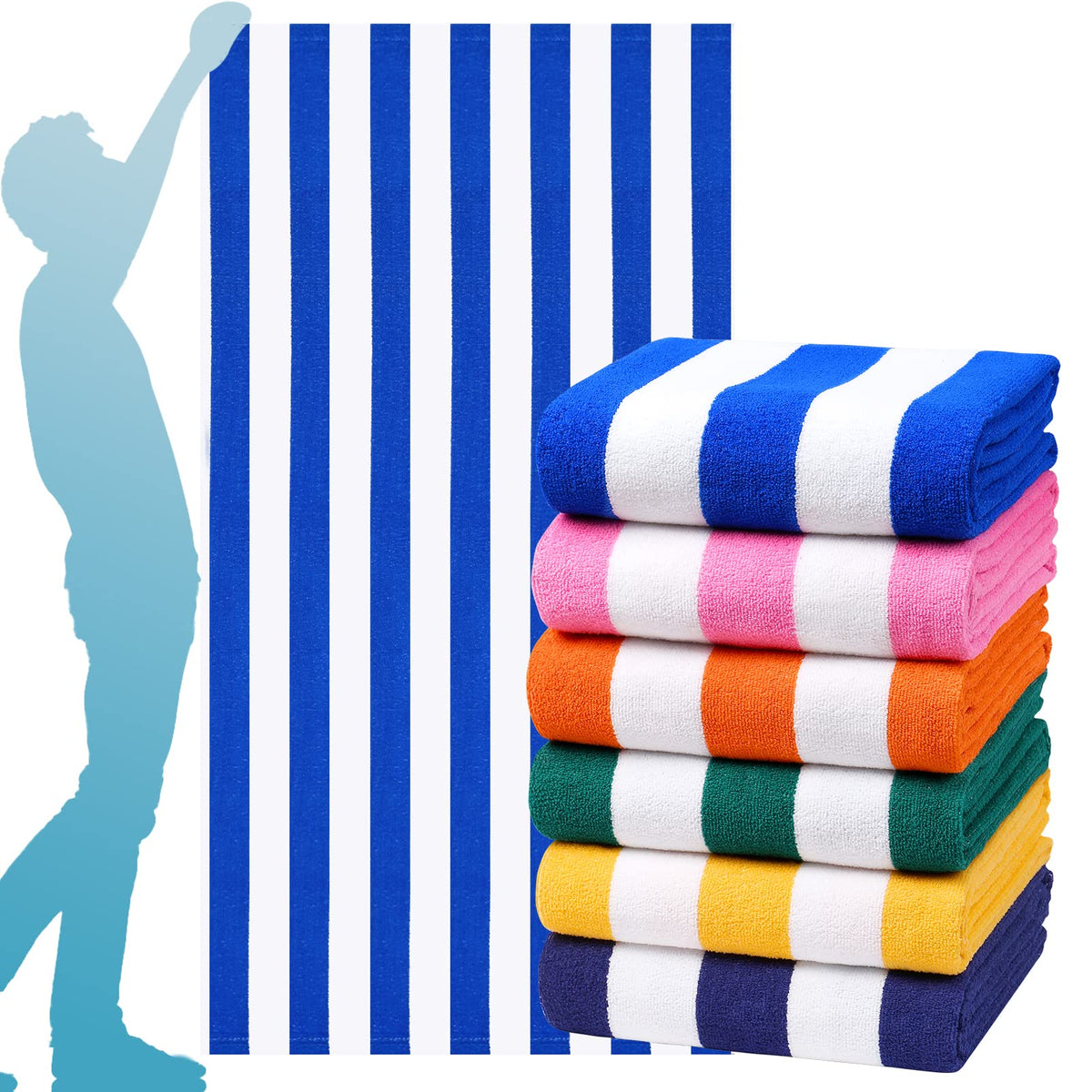 Genovega oversized stripe beach towel 72x40 ready for sunlit beach days.