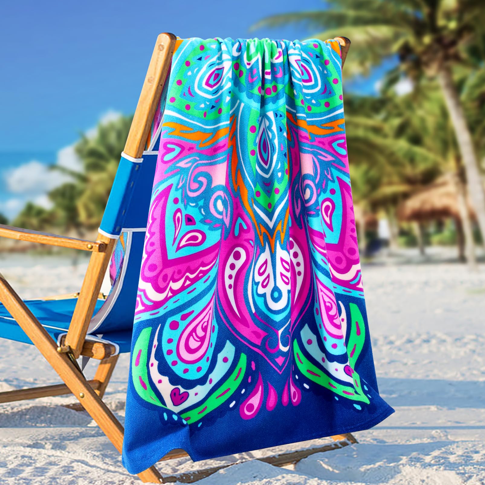 Genovega oversized towel shark pattern for poolside relaxation and travel