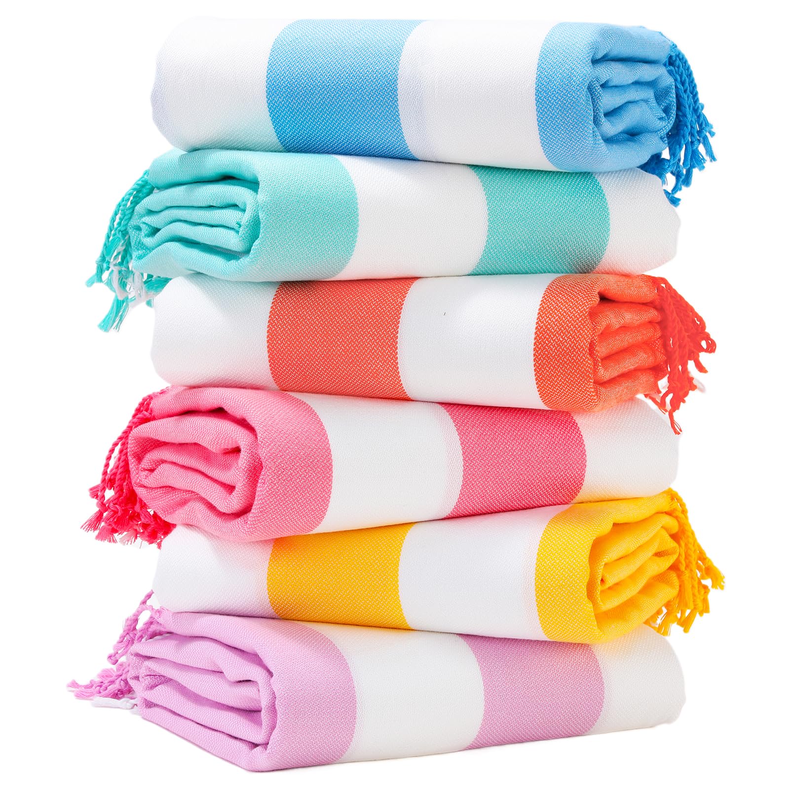 Genovega oversized Turkish towel in stripe design for comfortable beach lounging.