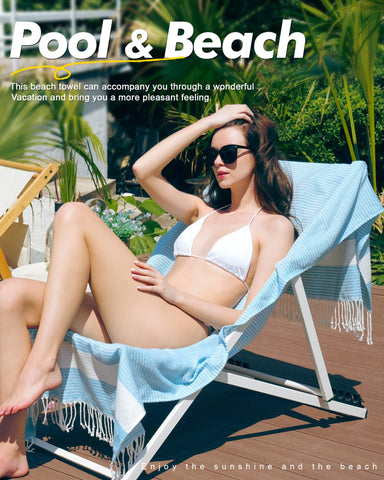 Genovega towel shows sand-proof weave for easy sand removal