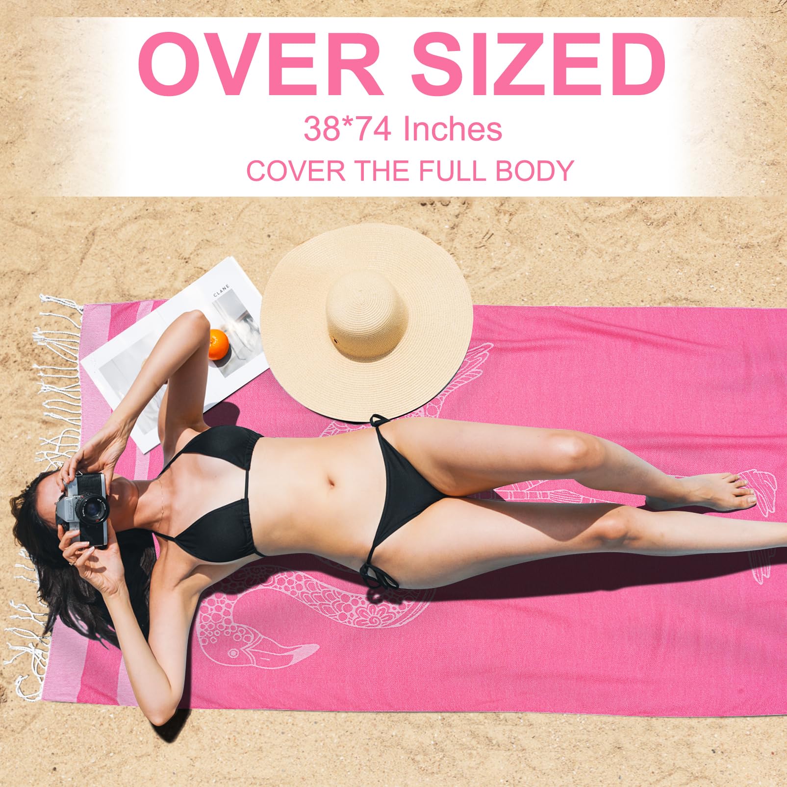 Genovega towel featuring a shark print, large and absorbent for sunlit moments by the water.