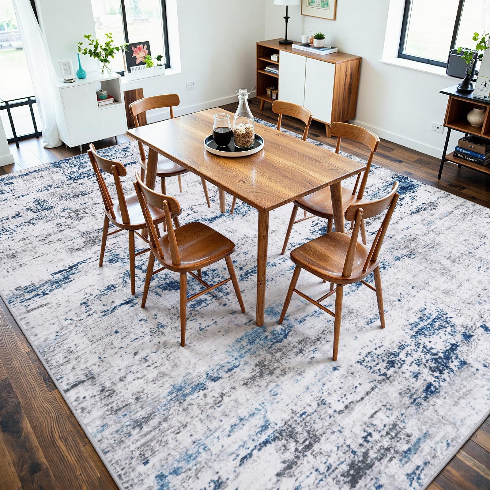 Gent drizz home office rug modern abstract design enhances workspace.