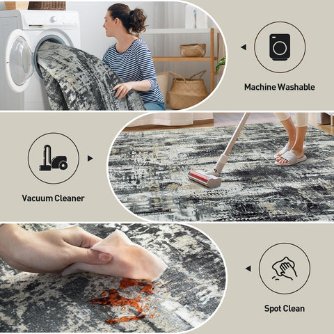 Non-slip backing on Gent drizz 8x10 rug keeps areas safe.