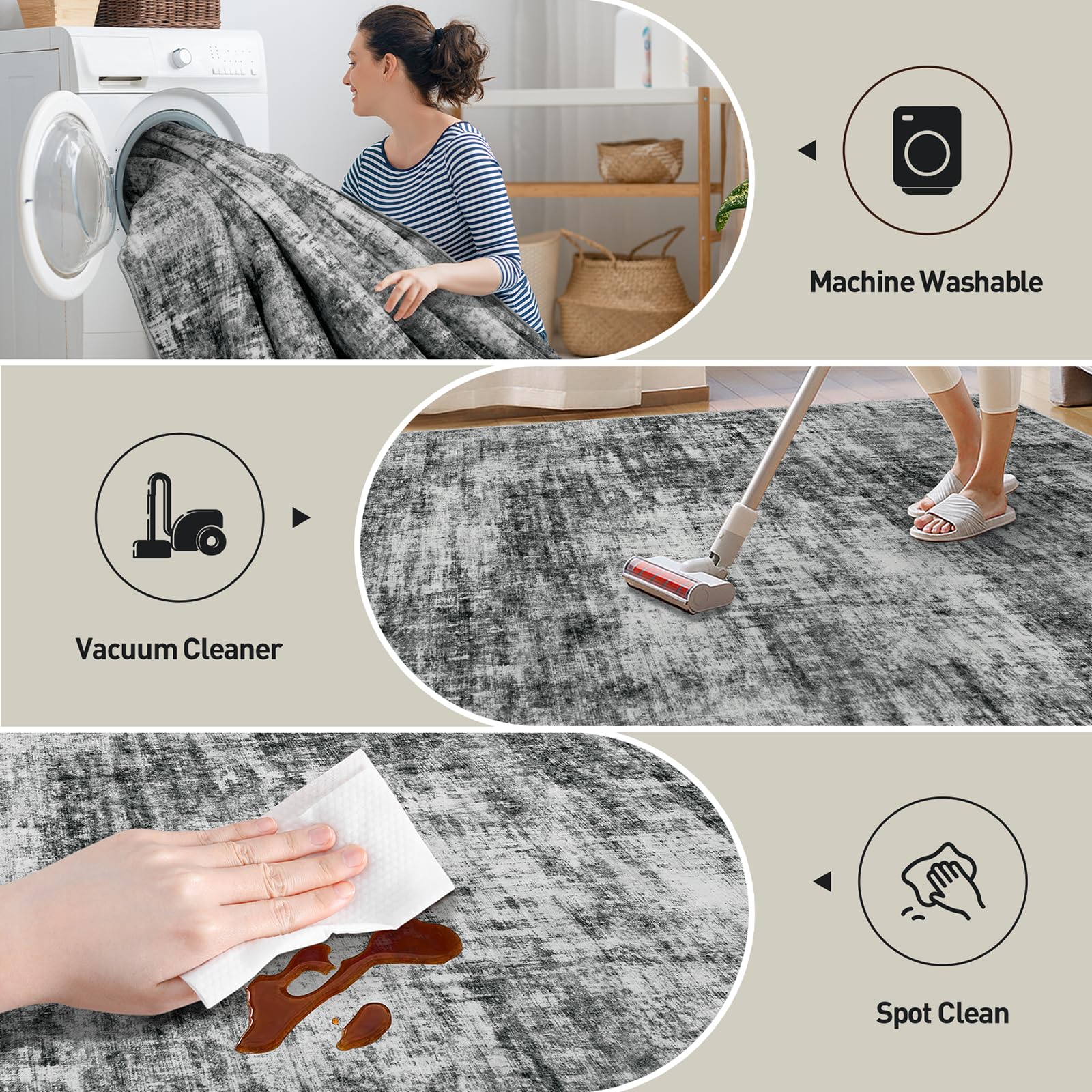 Gent drizz non-slip backing rug stays in place on busy floors.