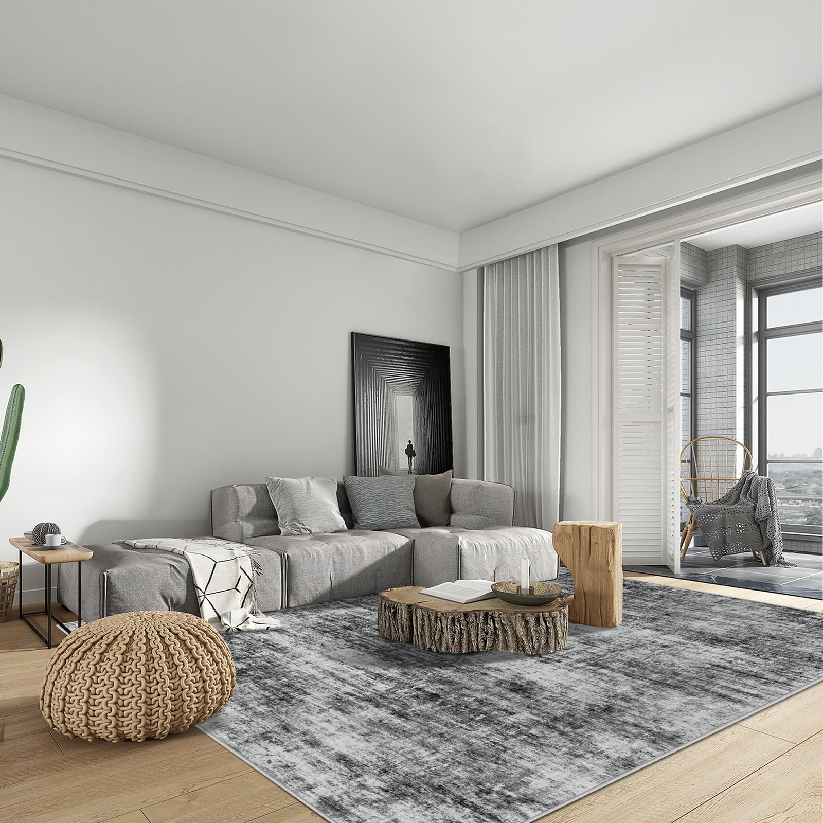 Gent drizz soft low-pile rug feels plush under bare feet.