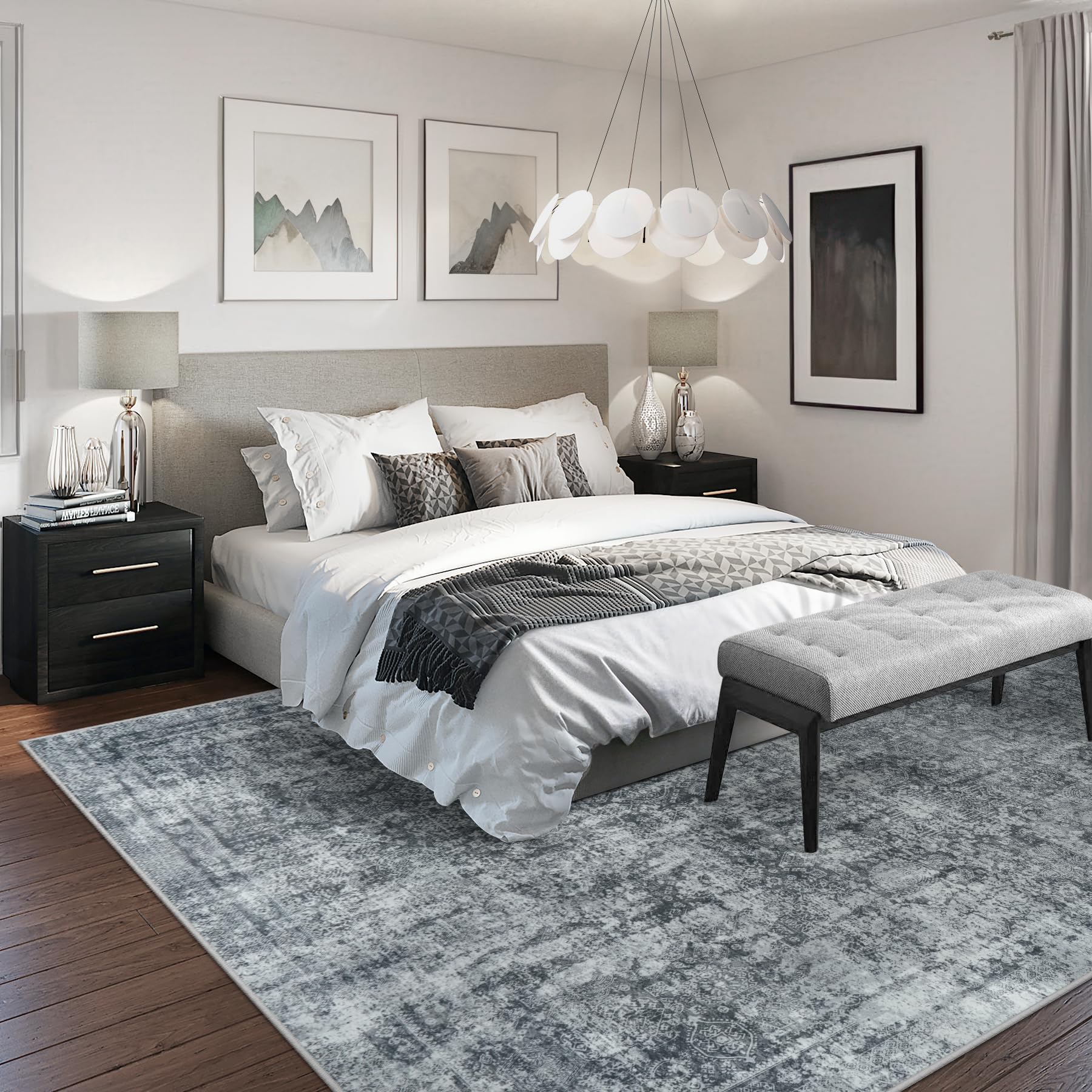 Gent drizz vintage abstract pattern rug adds timeless style to decor.