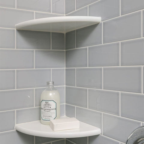 GEOONA two-pack corner shelves displayed side by side for easy planning.