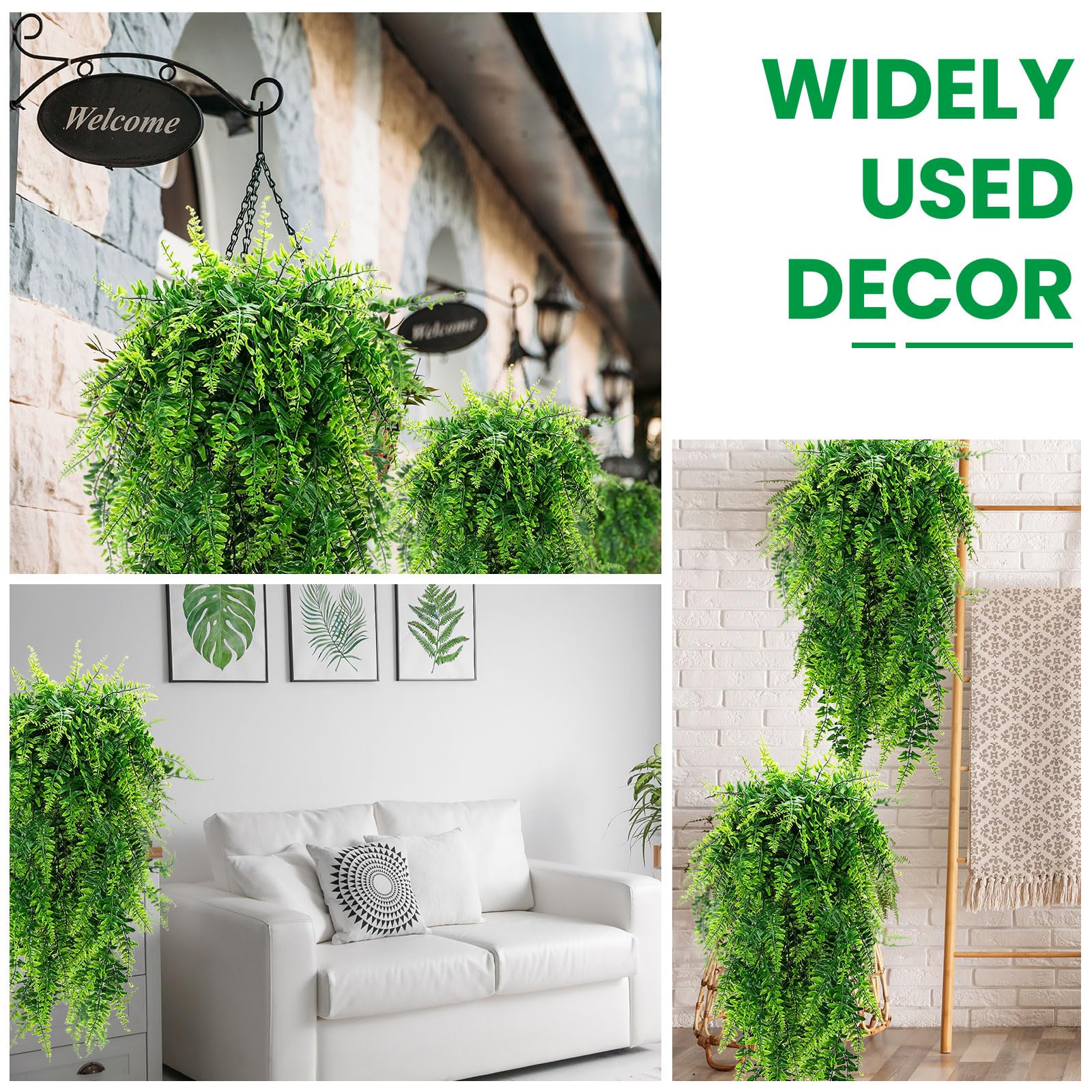 Geosar 20-piece fern garland 32-inch each, versatile for multiple spaces
