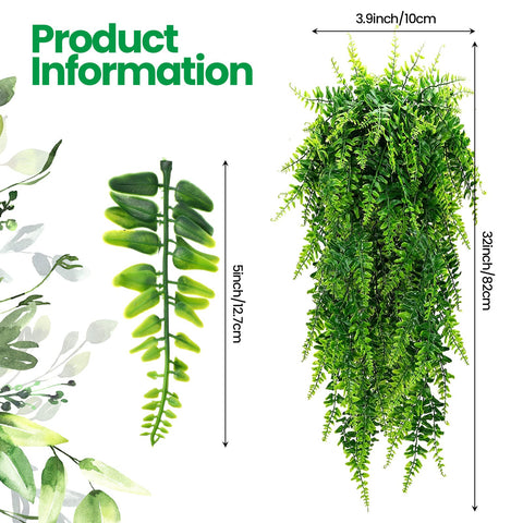 Geosar artificial hanging plants fern 32-inch, ideal for walls and doors