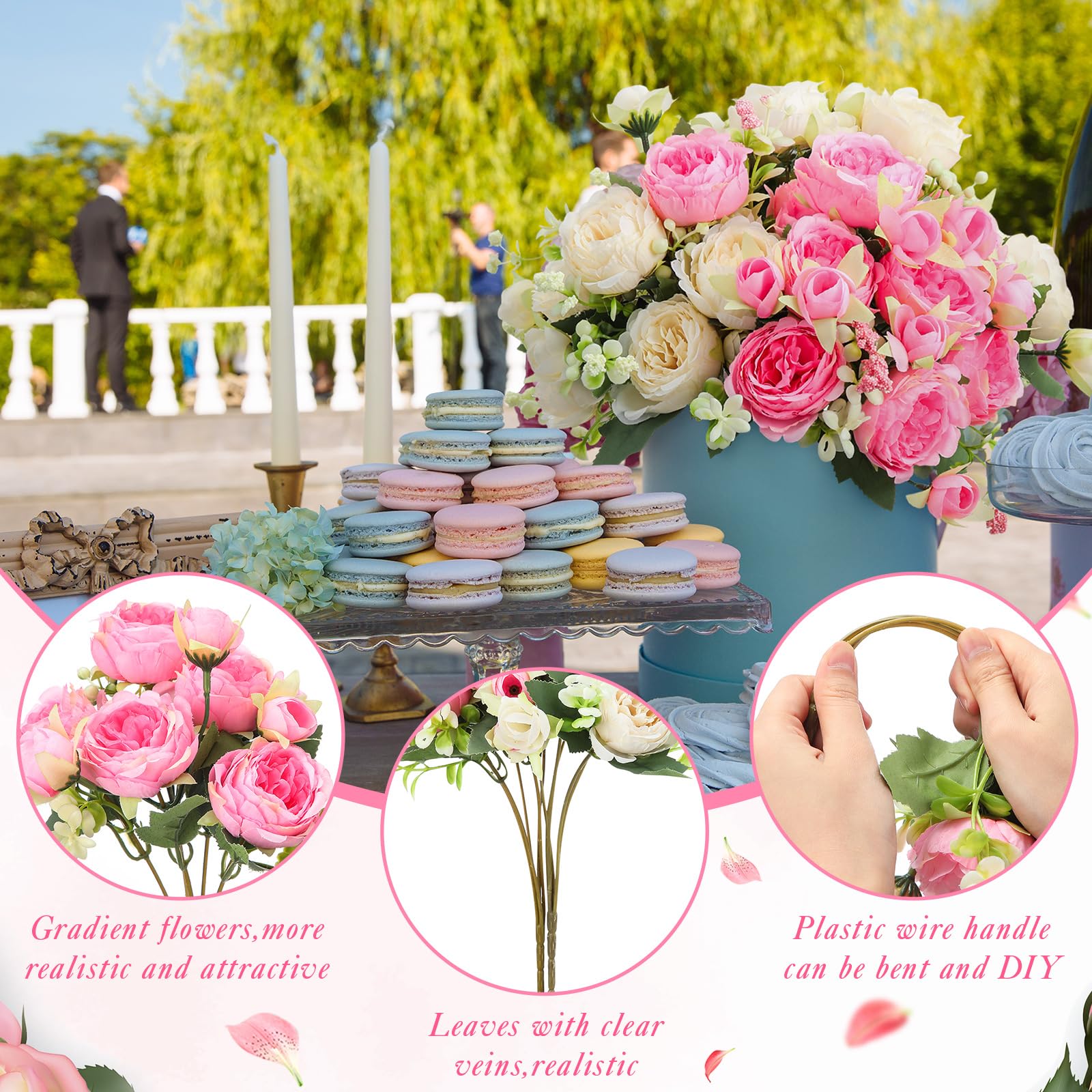 Geosar artificial peonies centerpiece for stylish table decoration