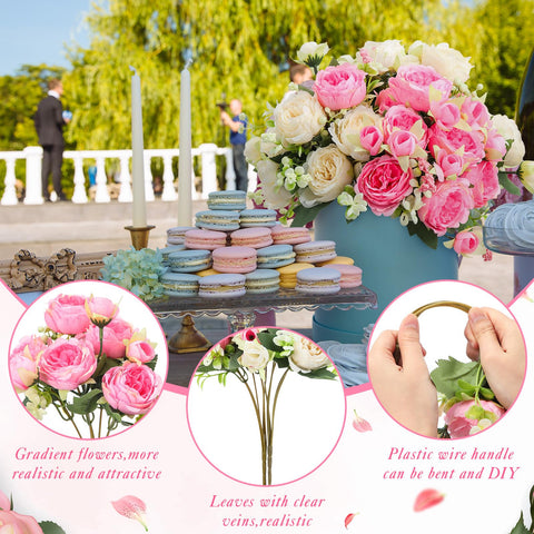 Geosar artificial peonies centerpiece for stylish table decoration