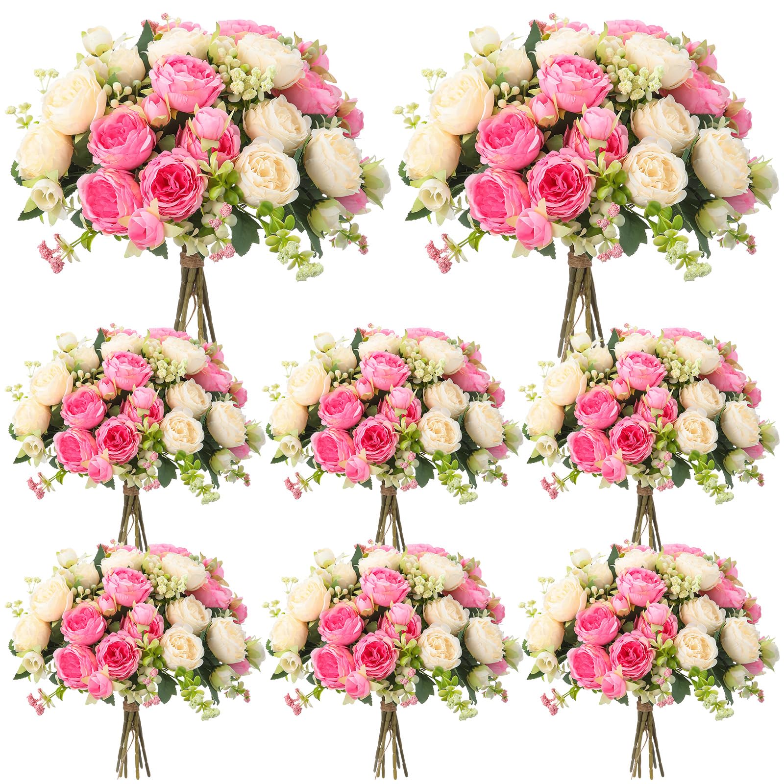 Geosar pink artificial peonies bouquet adds vibrant year-round centerpiece color