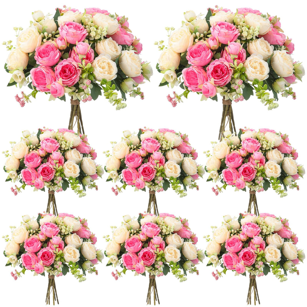 Geosar pink artificial peonies bouquet adds vibrant year-round centerpiece color
