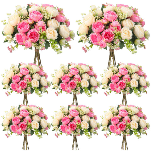 Geosar pink artificial peonies bouquet adds vibrant year-round centerpiece color