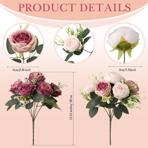 Geosar artificial peonies silk flower heads for long-lasting decor