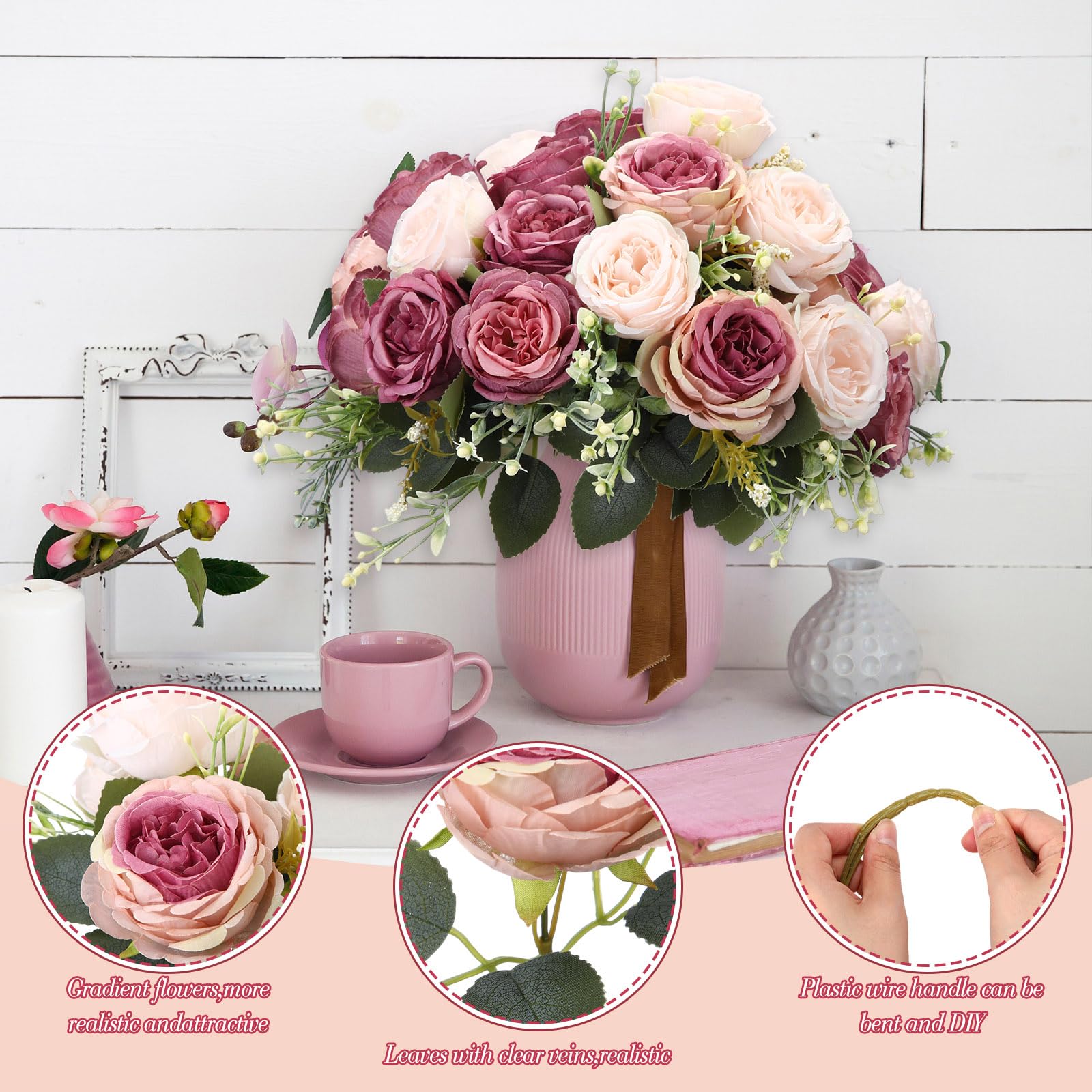 Geosar dusty rose peonies centerpiece for weddings or parties