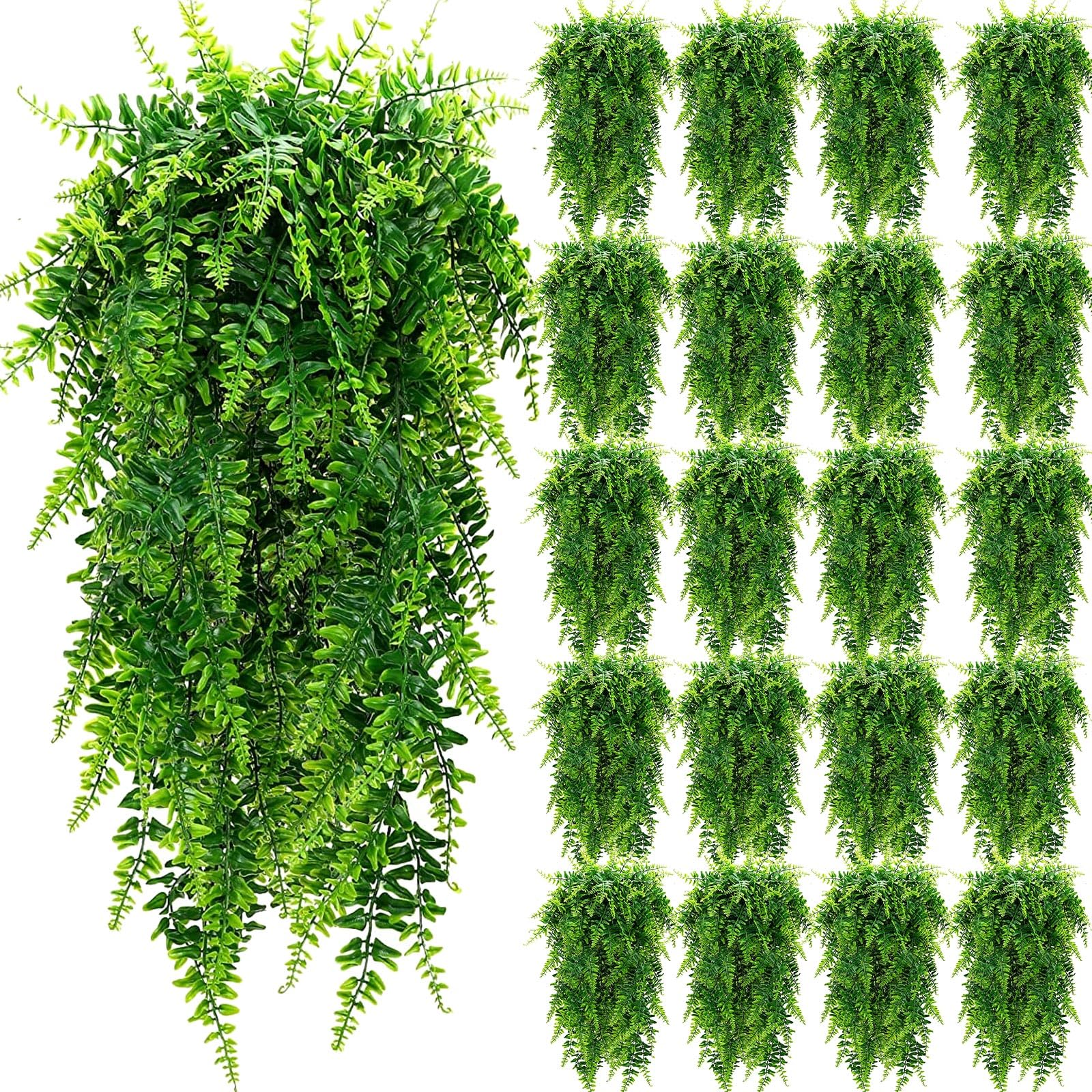 Geosar hanging Boston fern 32-inch, lifelike indoor decor for refined spaces