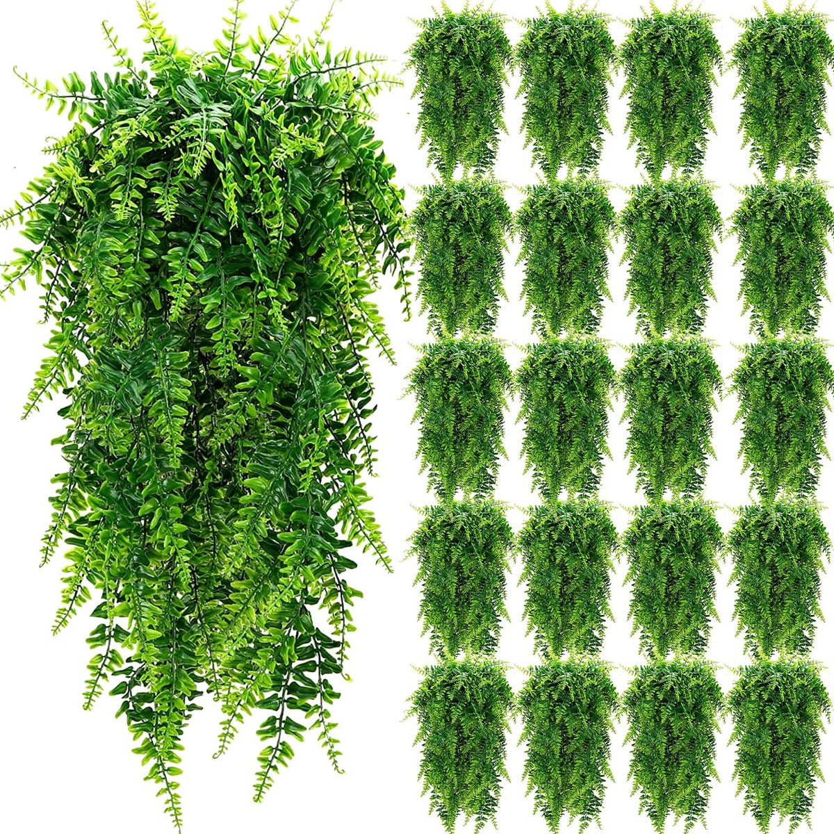 Geosar hanging Boston fern 32-inch, lifelike indoor decor for refined spaces