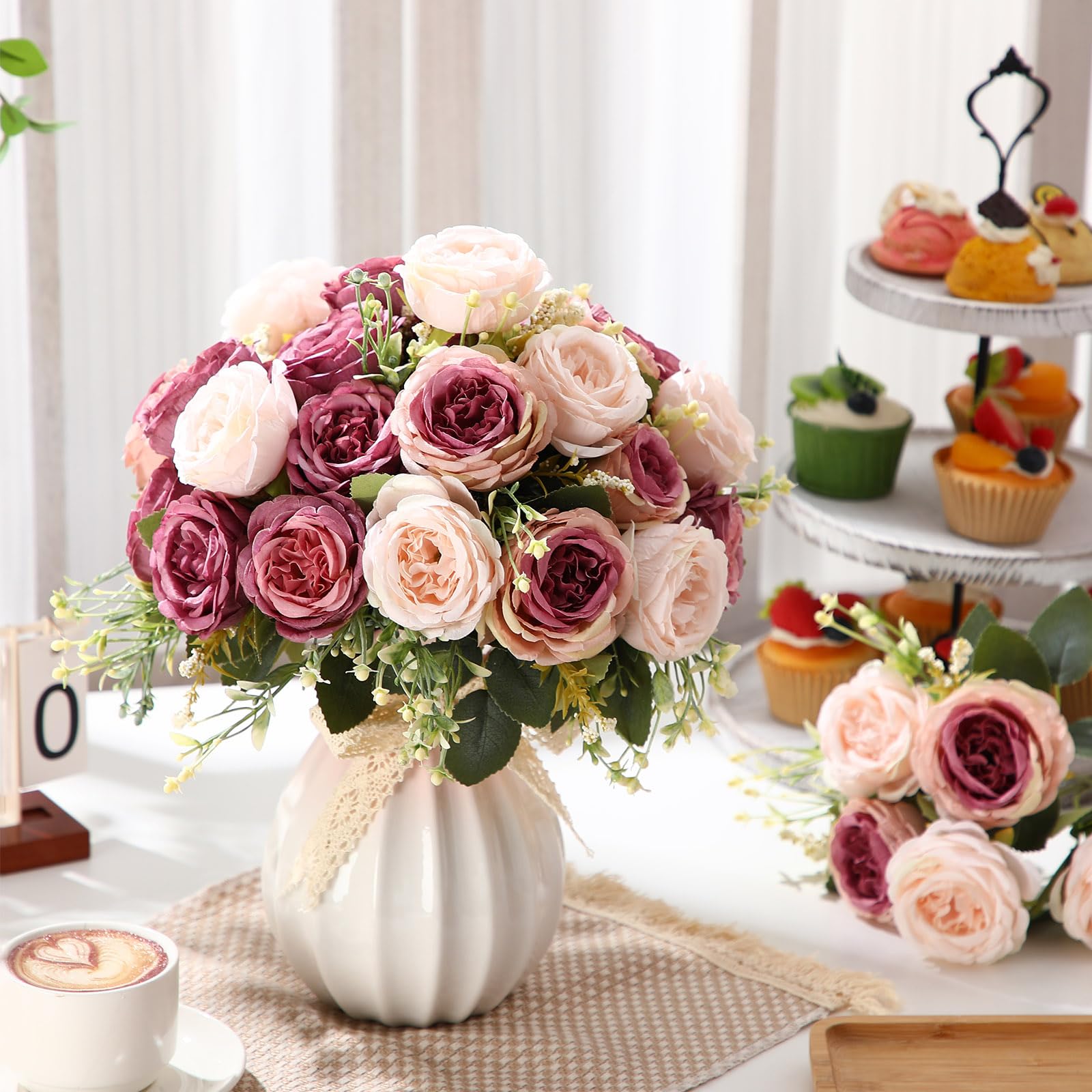 Geosar peony branches for wreaths and garlands with flexible wire stems