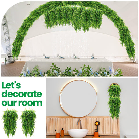 Geosar plastic Boston fern hanging 32-inch, durable for indoors and outdoors