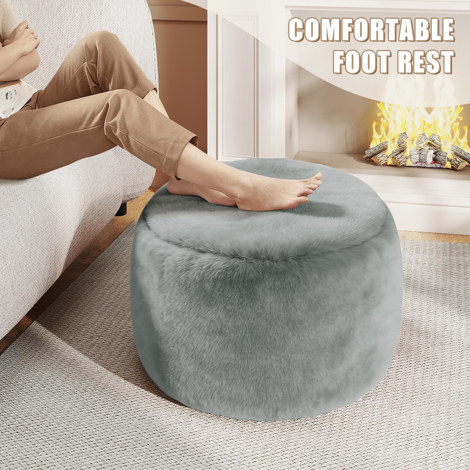 Gericco compact 20-inch pouf fits neatly into small spaces.