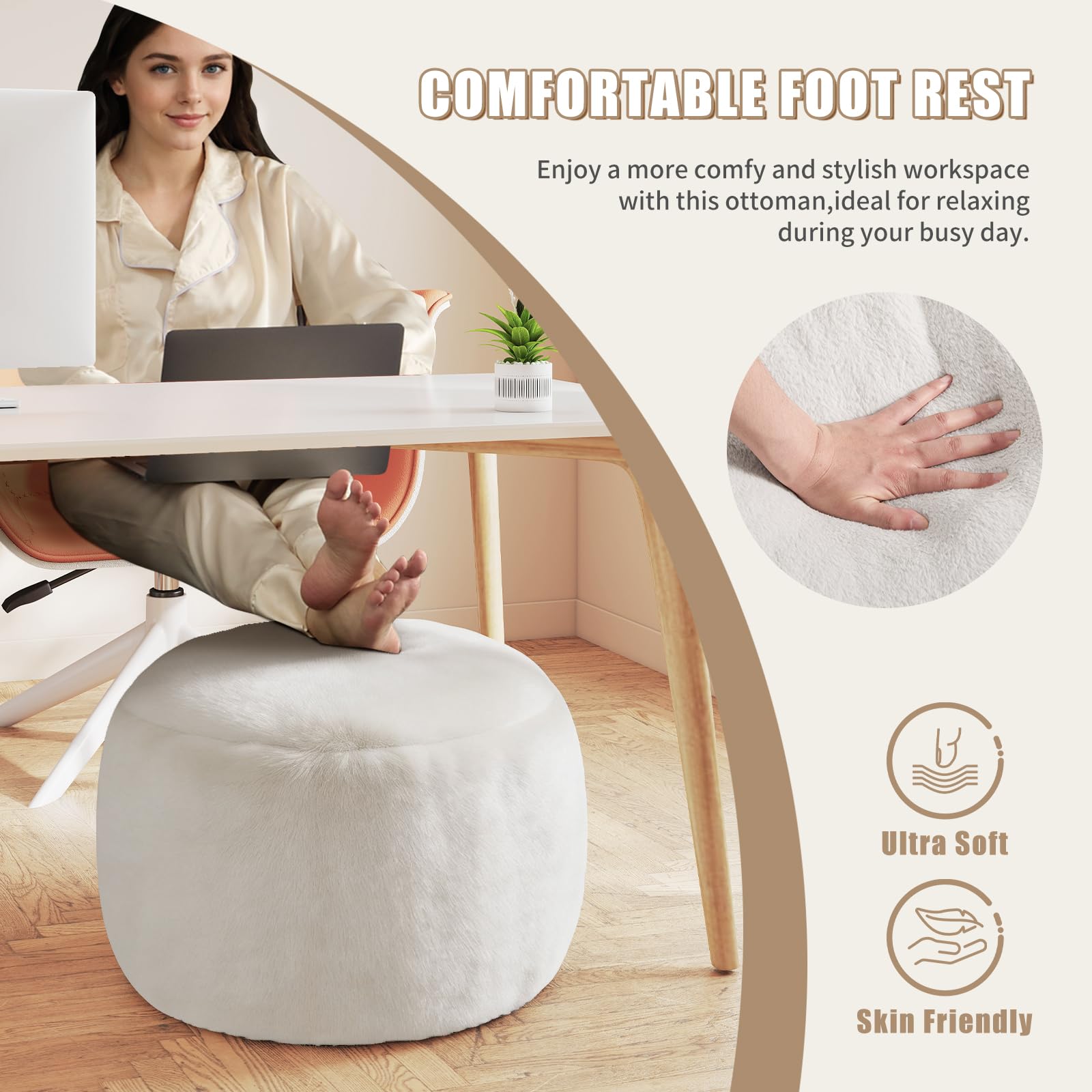Gericco compact pouf 20 by 15 inches fits small spaces