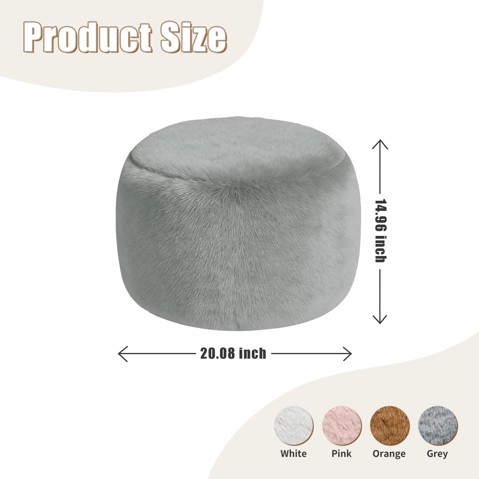 Gericco faux fur ottoman foot stool adds luxury and easy cleaning.