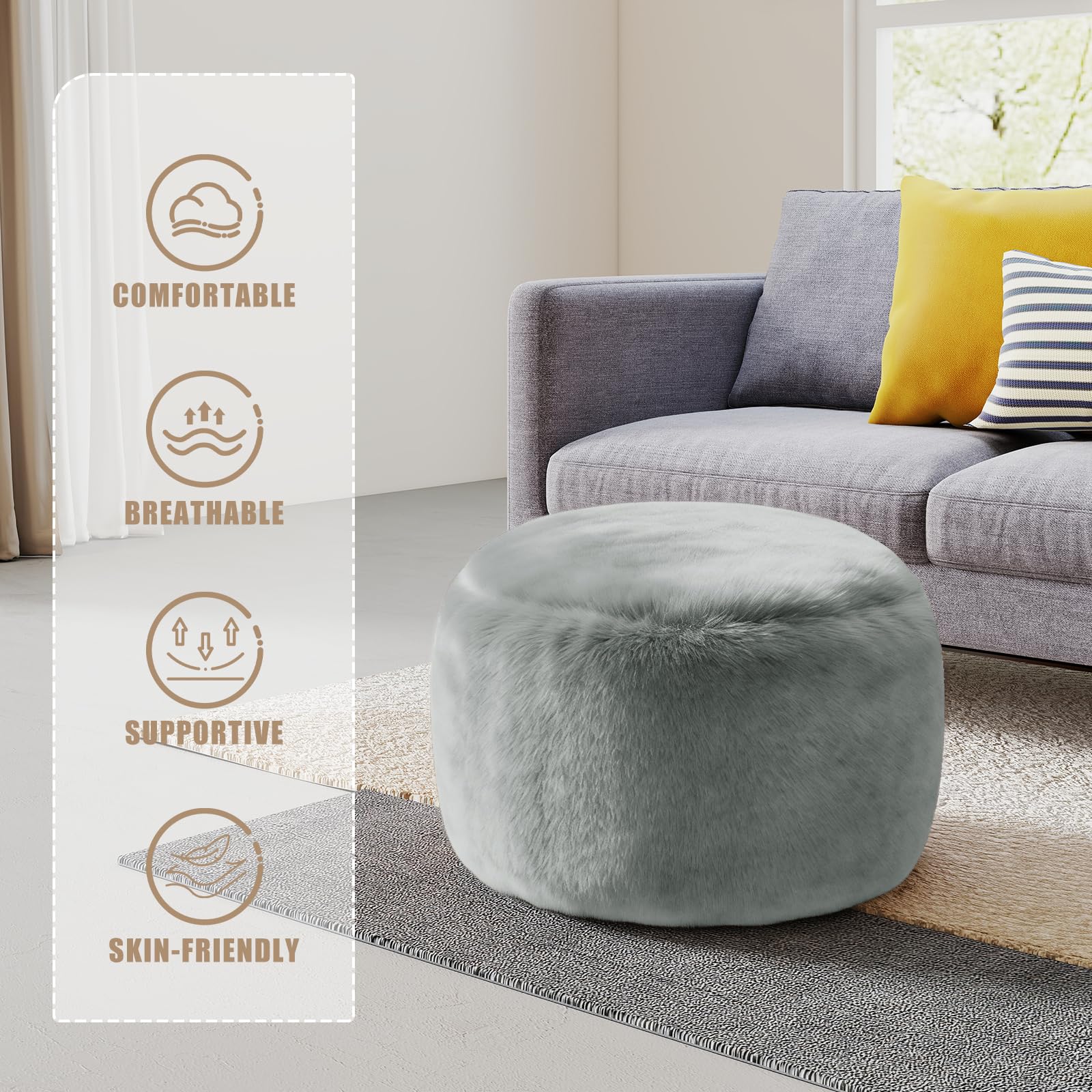 Gericco lightweight ottoman moves easily for flexible room layouts.