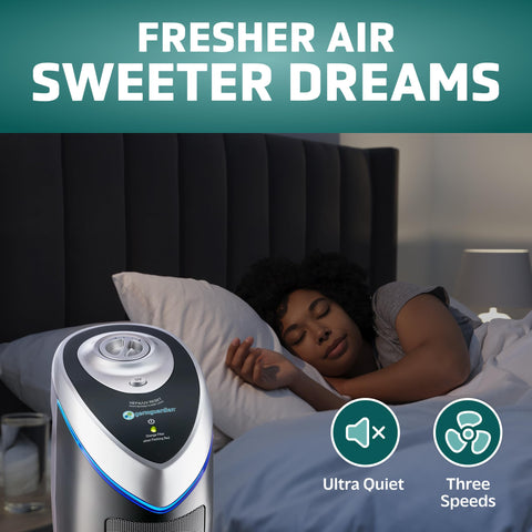 GermGuardian quiet operation emphasizes peaceful nights with minimal noise.
