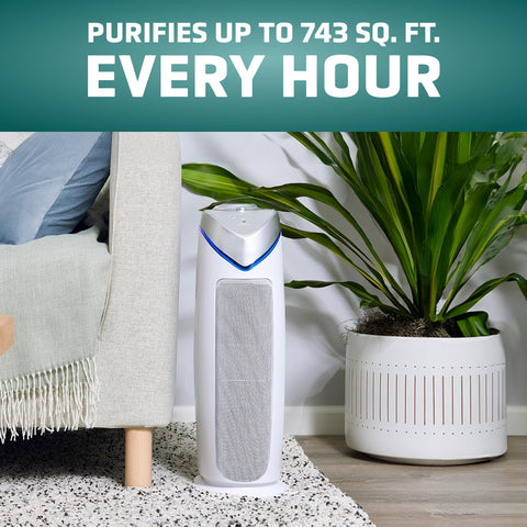 GermGuardian AC4825W UV-C light in operation reducing airborne germs and mold spores.