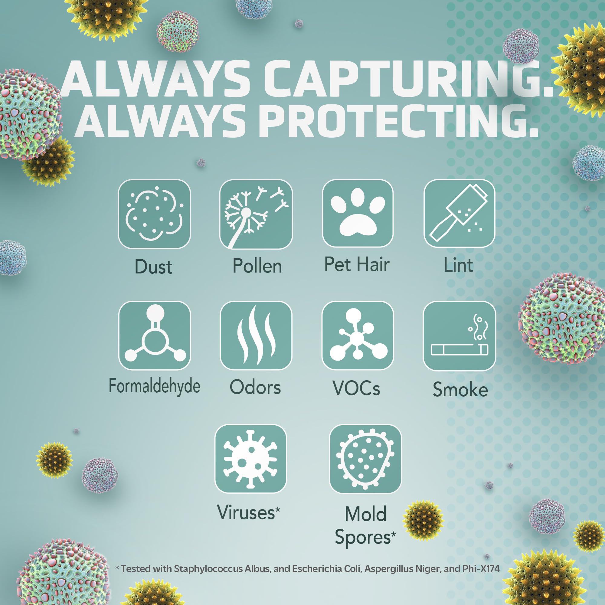 GermGuardian activated-carbon pre-filter traps odors and VOCs effectively.