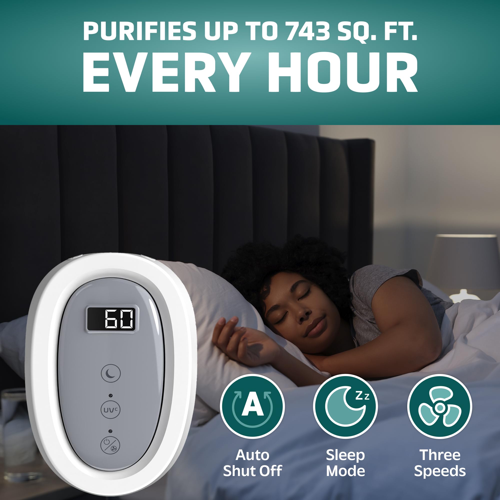 GermGuardian HEPA Pure filter captures fine particles for cleaner indoor air