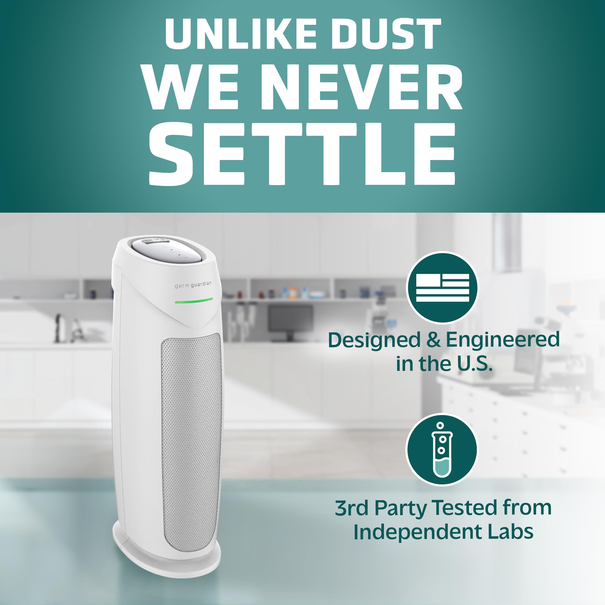 GermGuardian quiet sleep mode keeps bedroom ambiance peaceful