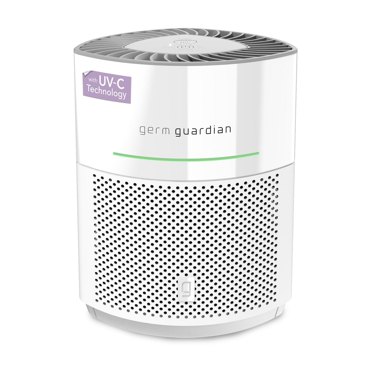 GermGuardian Airsafe+ front view showing 360° HEPA filtration for whole-room air cleaning