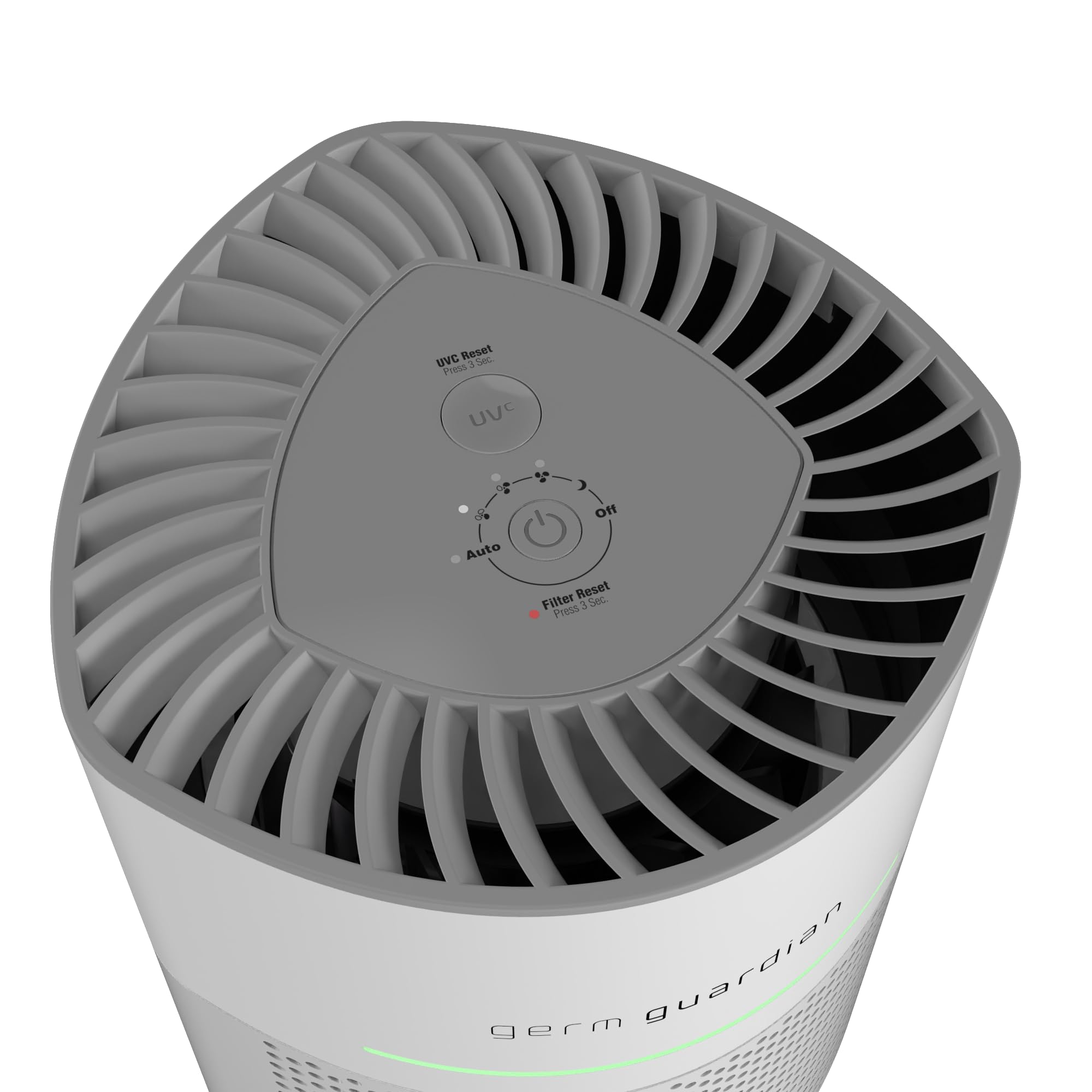 GermGuardian Airsafe+ graphic illustrating large-room coverage up to 1043 sq ft