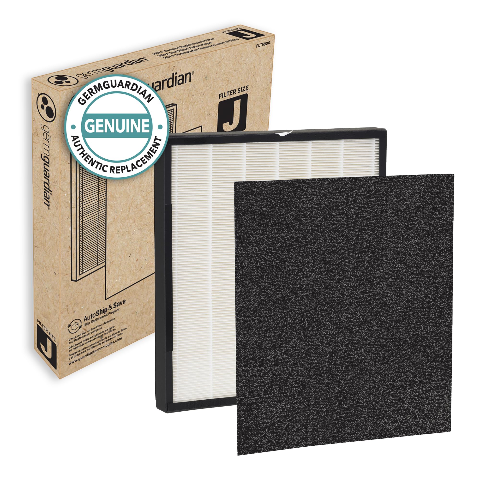 GermGuardian FLT5900 Filter J HEPA layer captures dust and allergens for cleaner air.