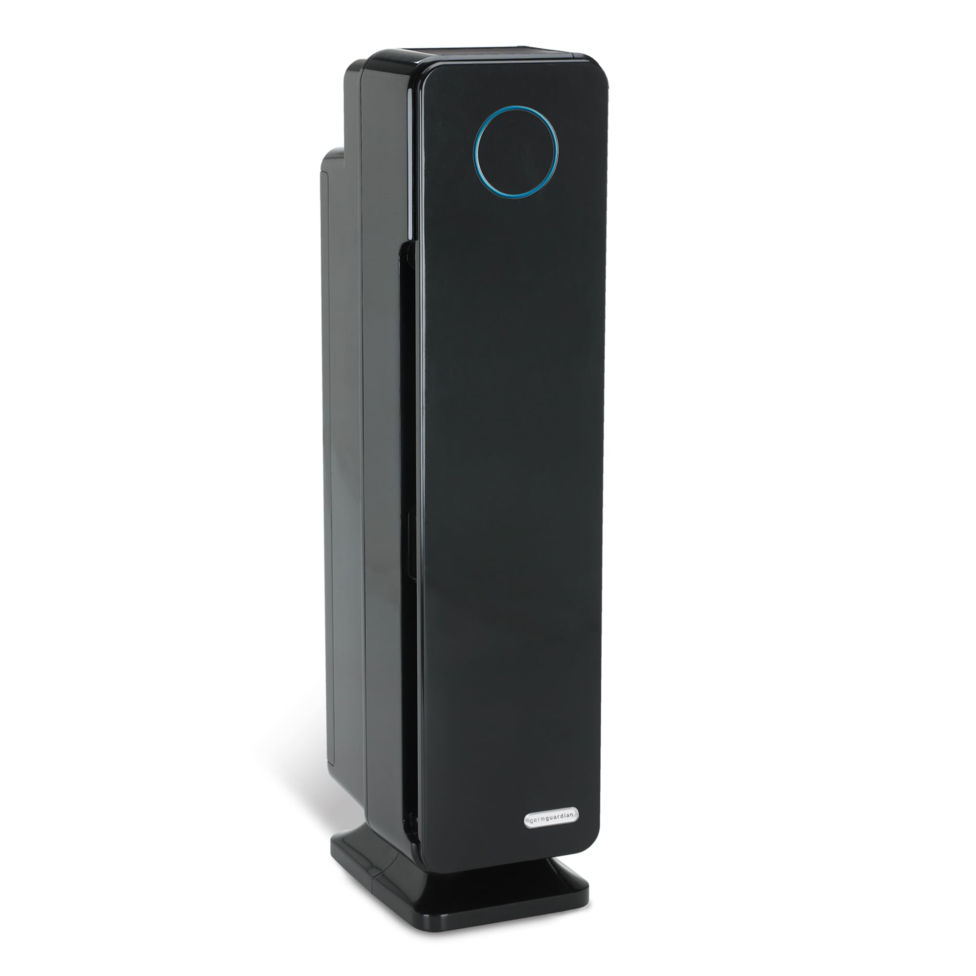 GermGuardian tower air purifier in a living room purifying a large 870 sq ft area.