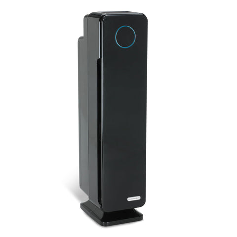 GermGuardian tower air purifier in a living room purifying a large 870 sq ft area.