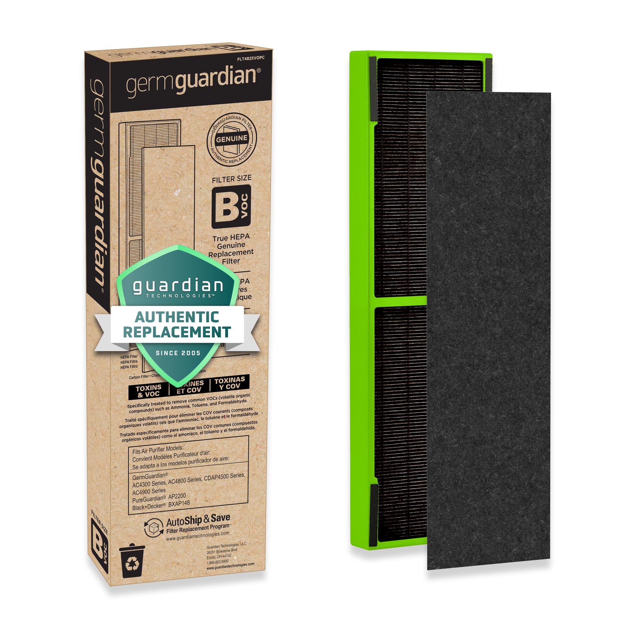 GermGuardian Toxin Clear HEPA filter for AC4825 captures 0.1 micron particles.