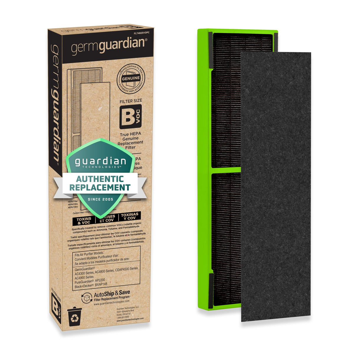 GermGuardian Toxin Clear HEPA filter for AC4825 captures 0.1 micron particles.