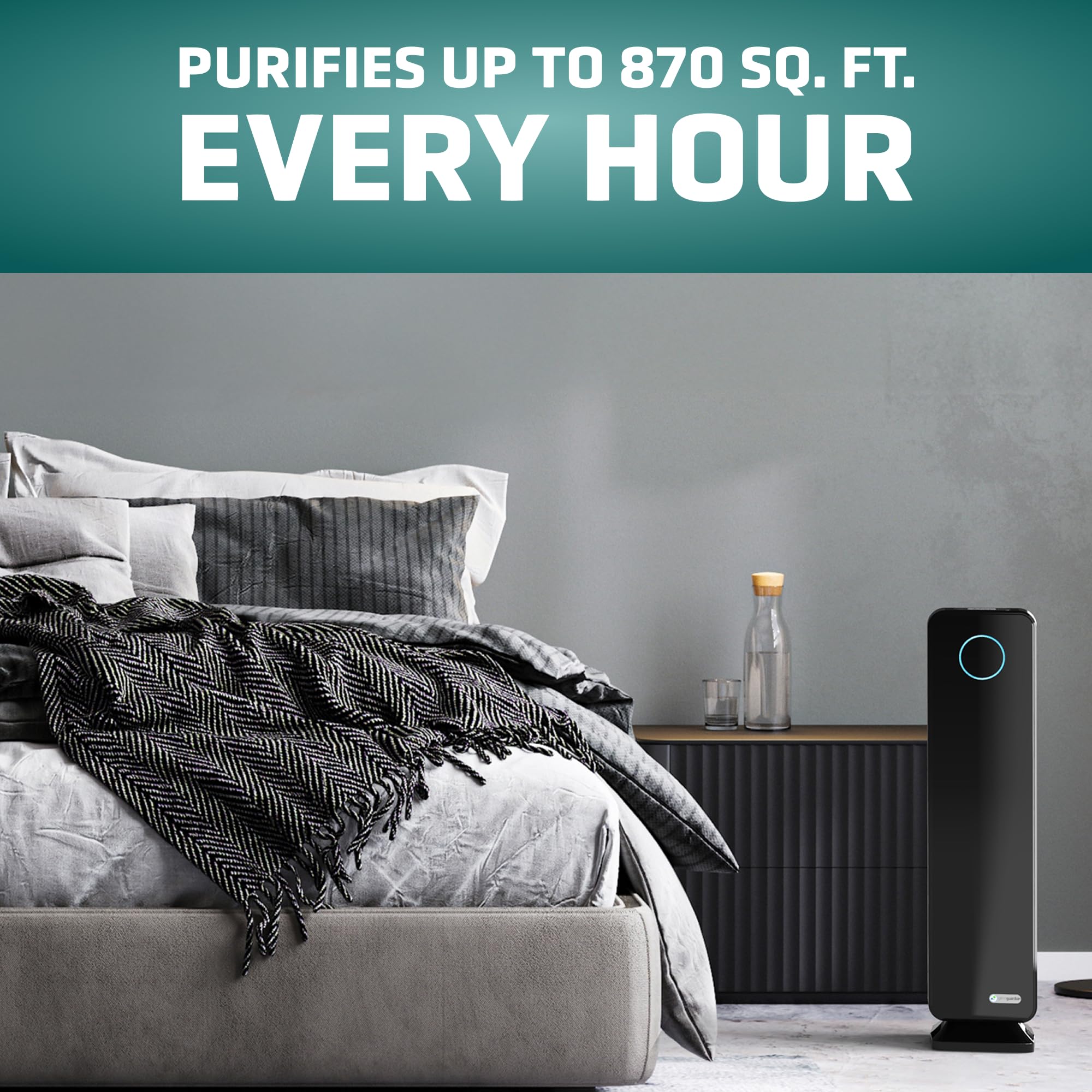 GermGuardian true HEPA filter captures fine particles for cleaner indoor air.
