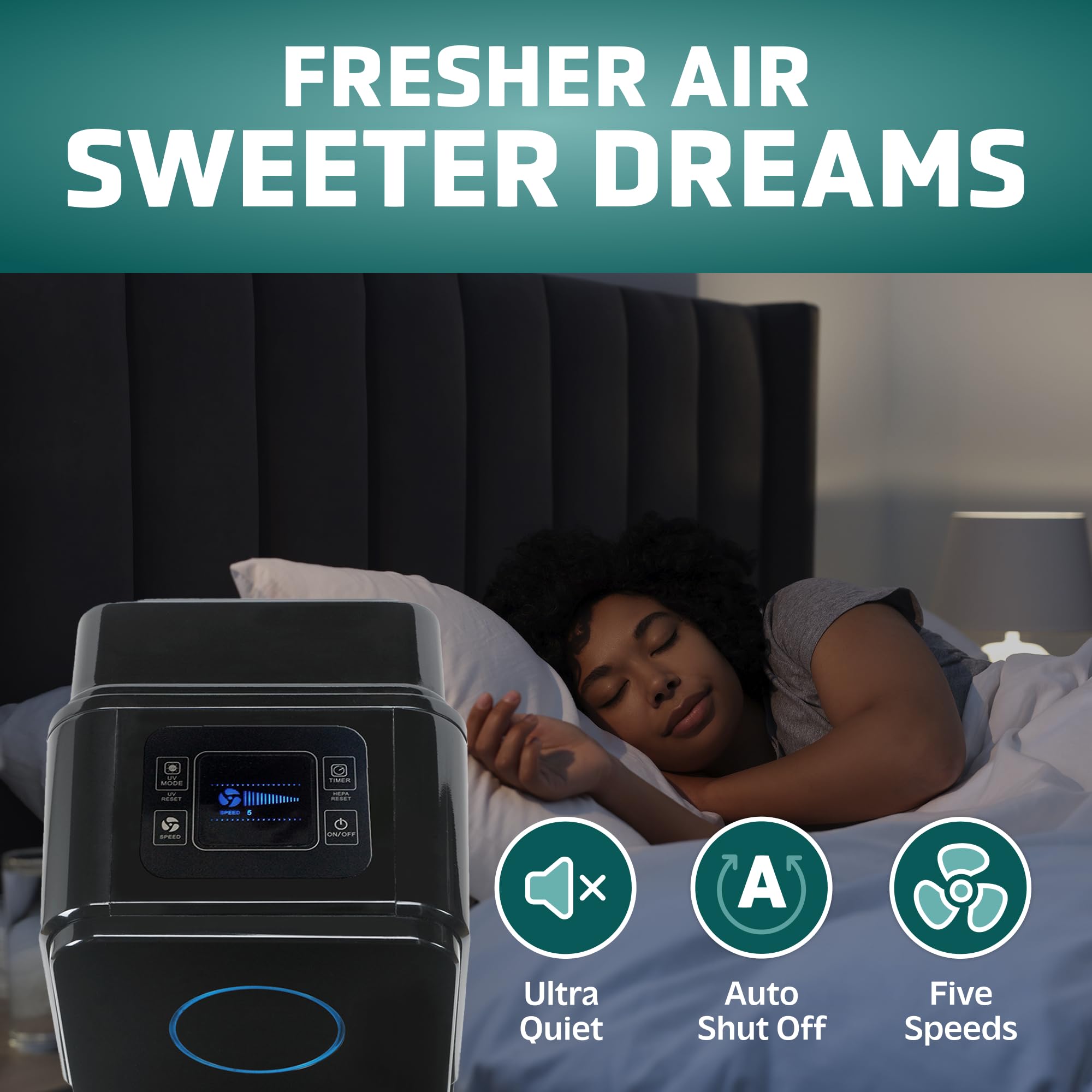 GermGuardian UV-C light is visible and reduces airborne germs in real time.
