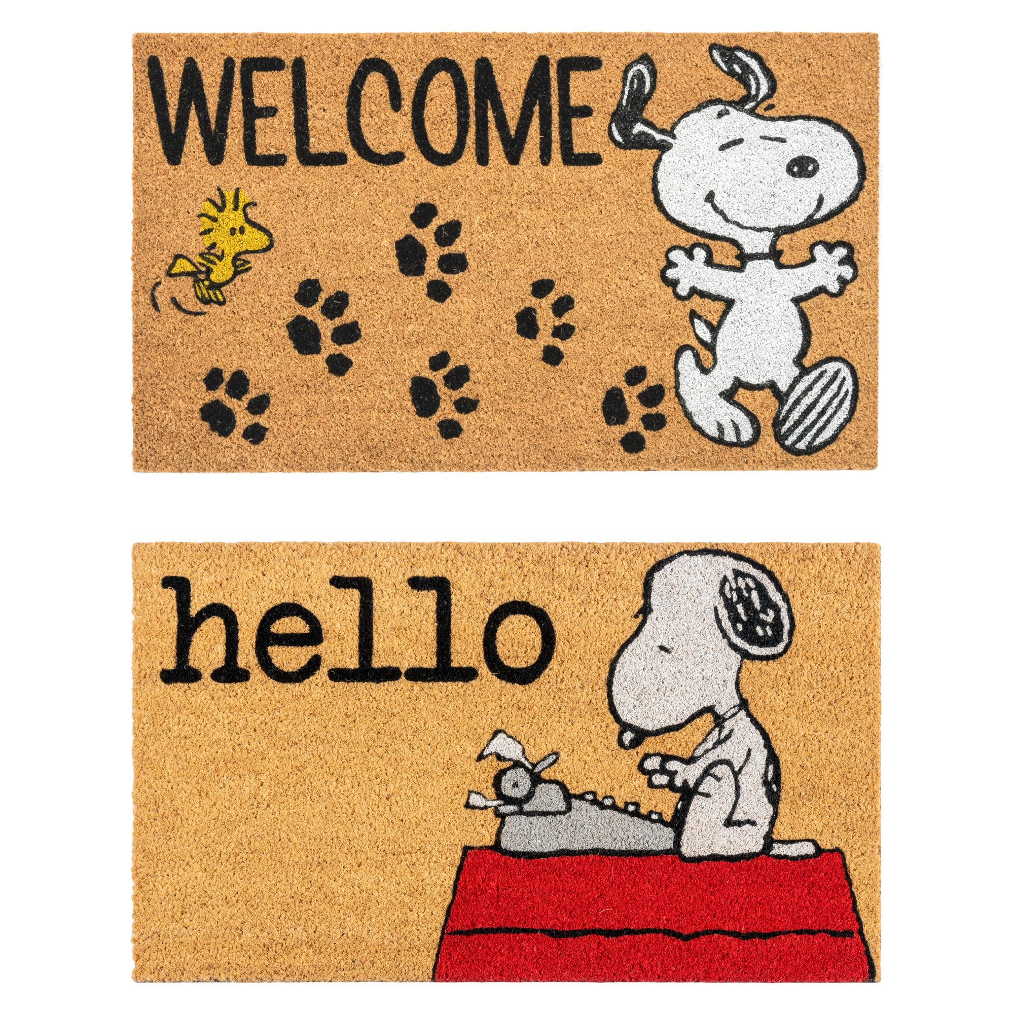 Gertmenian Peanuts Snoopy doormat 2-pack for front door, durable entryway.