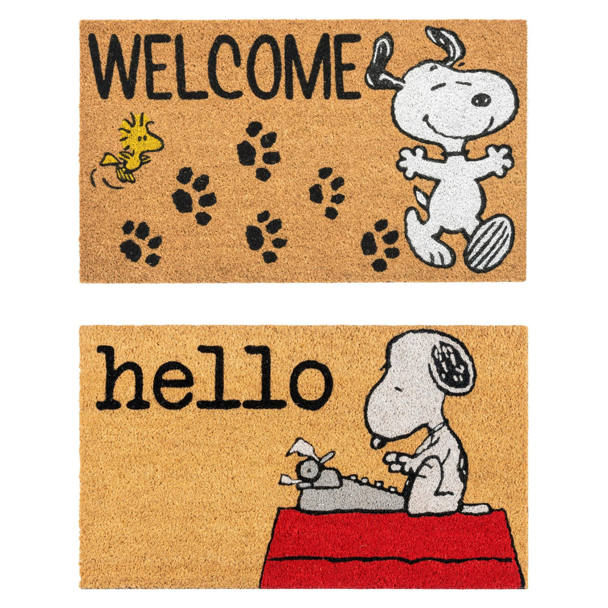 Gertmenian Peanuts Snoopy doormat 2-pack for front door, durable entryway.