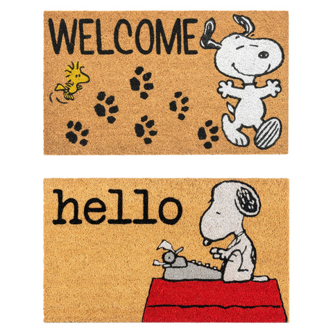 Gertmenian Peanuts Snoopy doormat 2-pack for front door, durable entryway.
