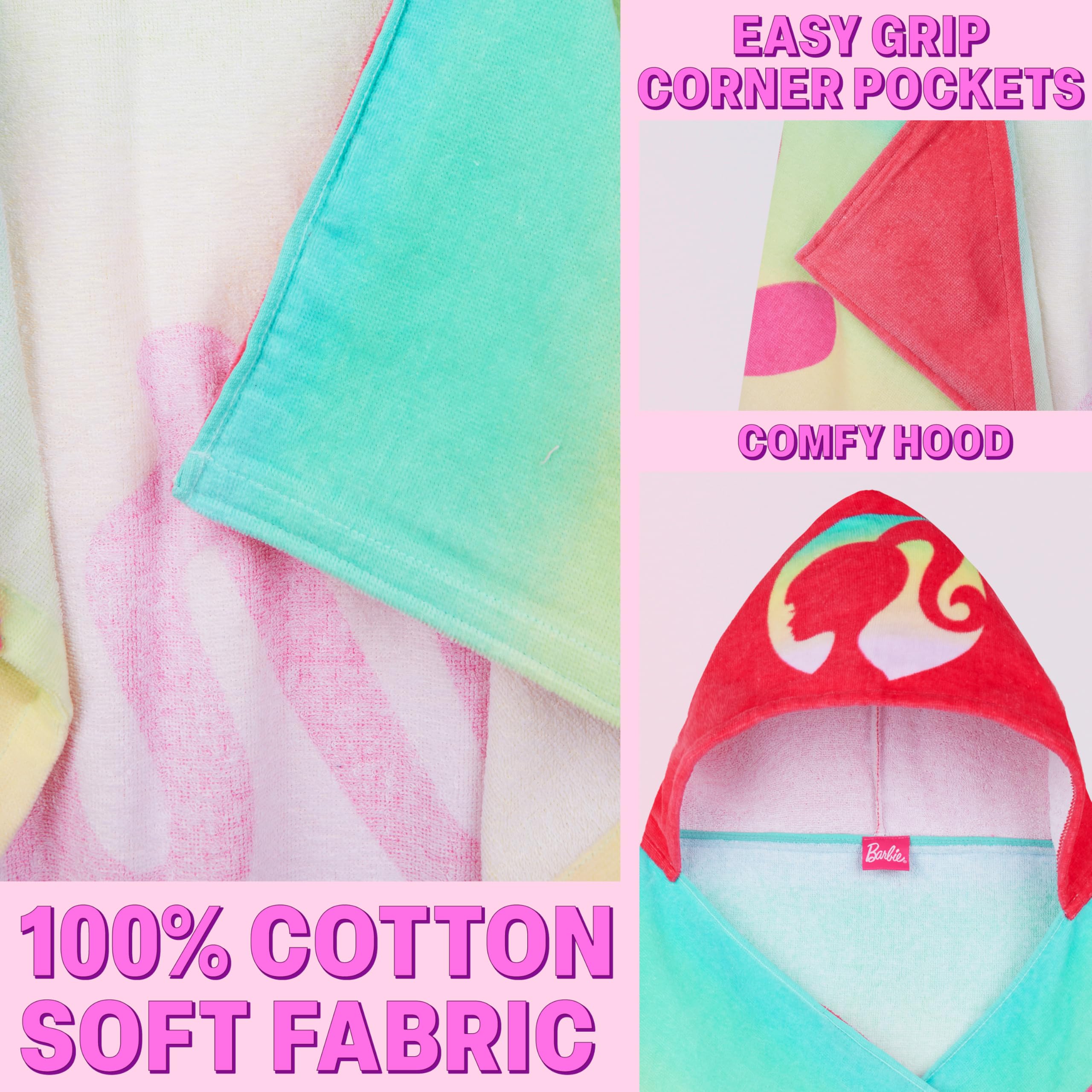 Get Trend Barbie hooded towel featuring vibrant design for bath time