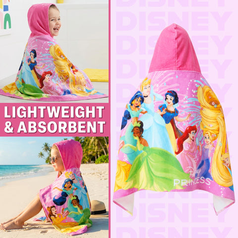 Get Trend Disney Princess hooded towel with Ariel keeps kids warm between pool and home