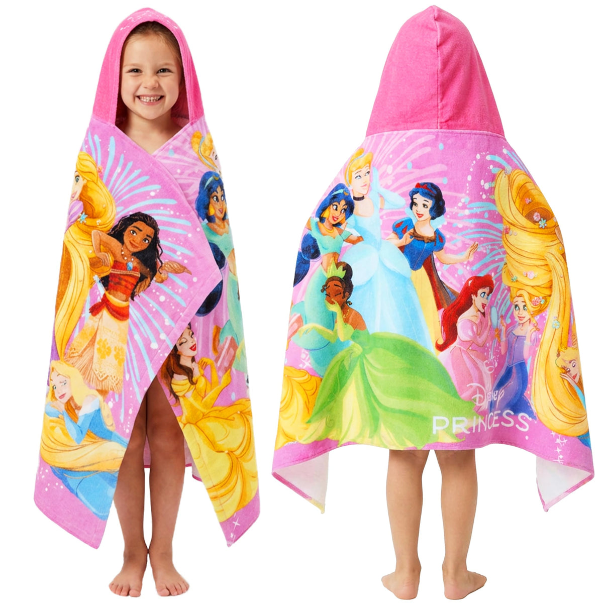 Get Trend Disney Princess hooded towel with Cinderella dries hair and body gently after bath