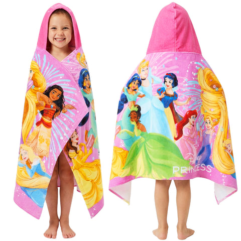 Get Trend Disney Princess hooded towel with Cinderella dries hair and body gently after bath