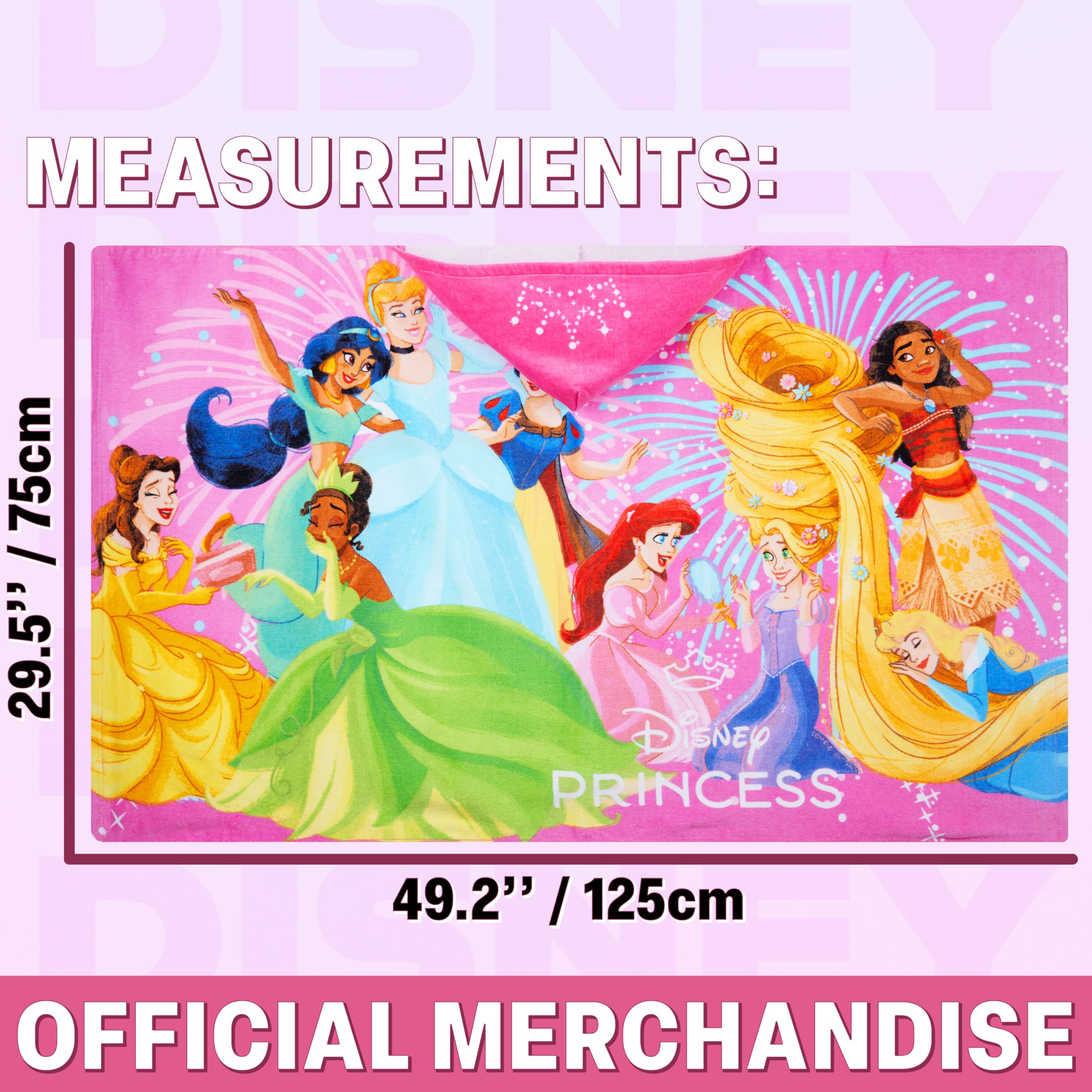 Get Trend Disney Princess hooded towel with multi-princess art for full-color excitement